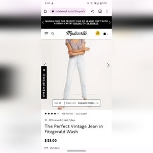 Madewell jeans, perfect vintage style in size 25